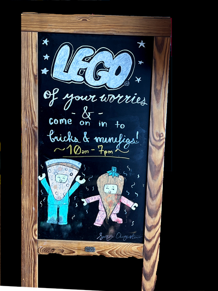 outside a Lego Store on Main Street