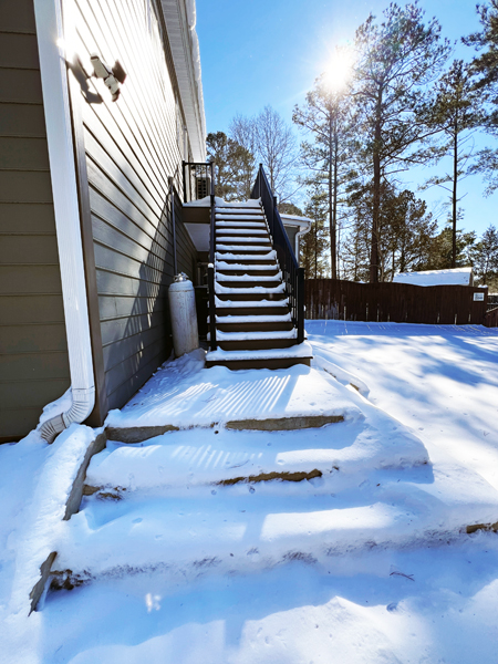 staircase covered with snow