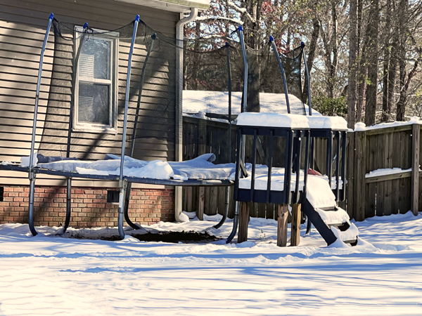 snow on trampoline