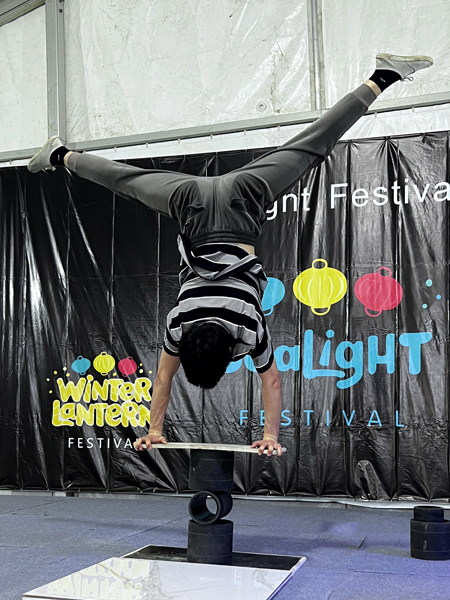 a performer getting ready