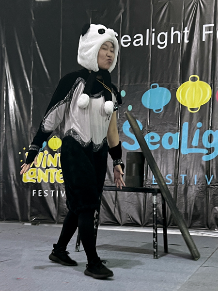 Performer making a face