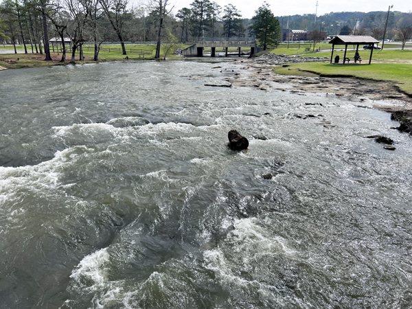 Looking at the river from the bridge