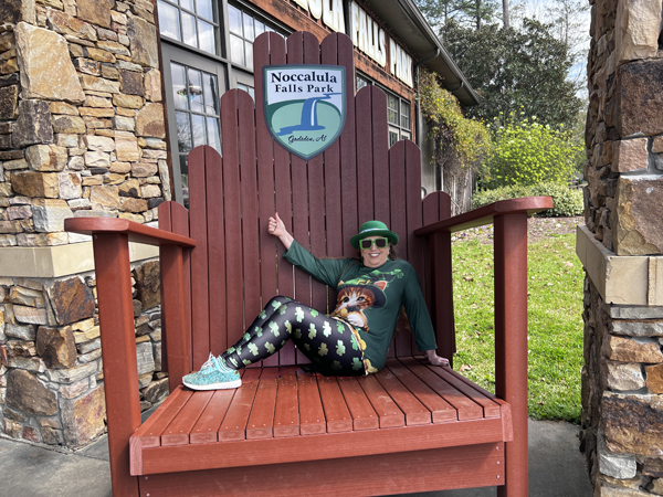 Karen Duquette in the big Noccalula chair