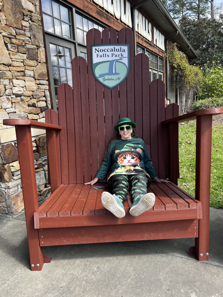 Karen Duquette in the big Noccalula chair