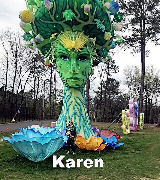 Karen Duquette and the big flower head