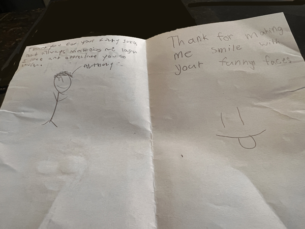 Gabby made a father's day card for Grampy