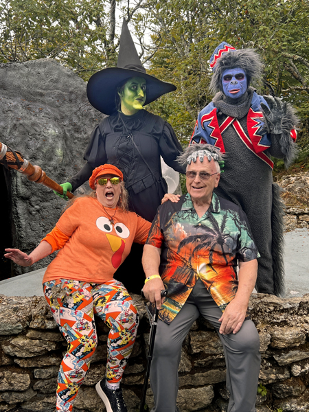 Karen and Lee Duquette with a witch