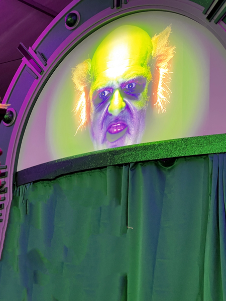A very scary face on the screen