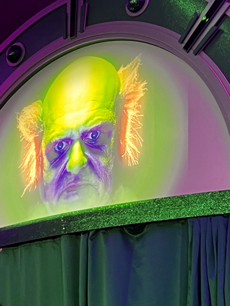 A very scary face on the screen