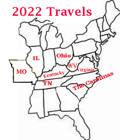 2022 travel map for the two RV gypsies