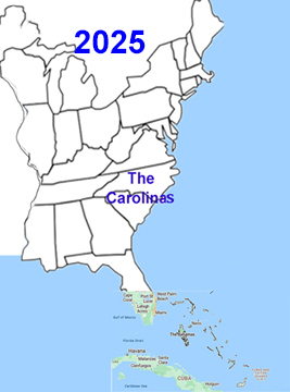 USA map showing The Carolinas