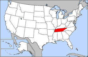 SA map showing location of Tennessee