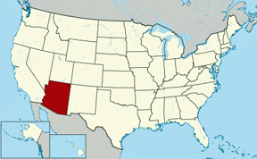 USA map showing location of Arizona