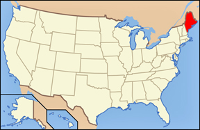 USA map showing location of the state of Maine