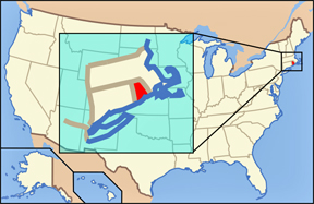 USA map showing location of Rhode Island