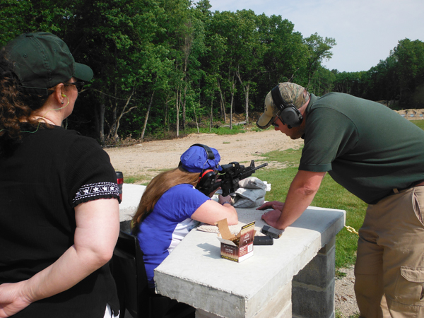 Karen Duquette getting the target lined up in her scope