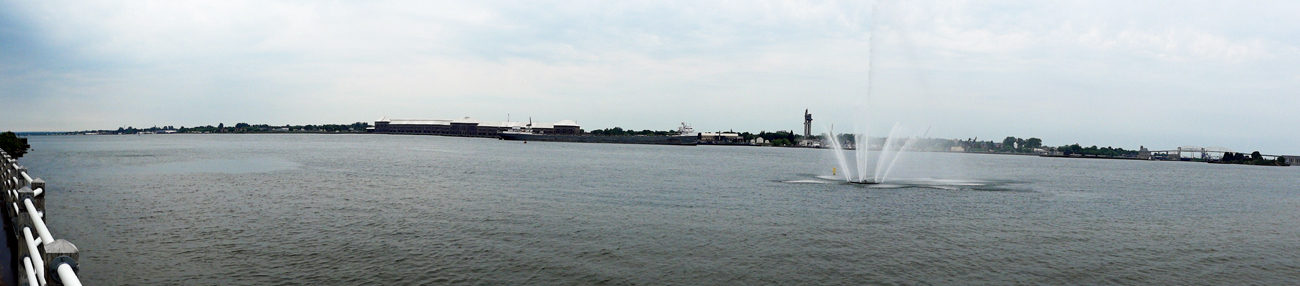 looking across the water at the Tower of History 