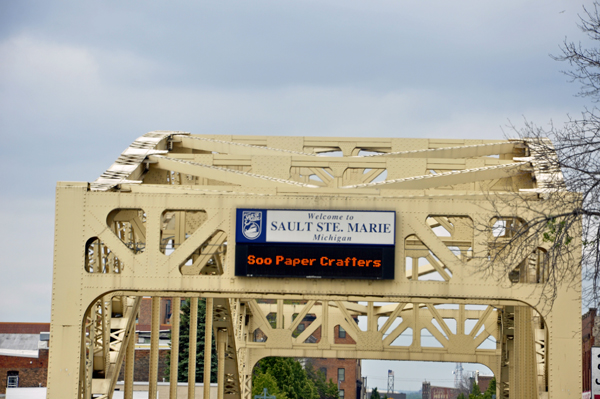 sign on bridge - welcome to Sault Ste. Marie, Michigan