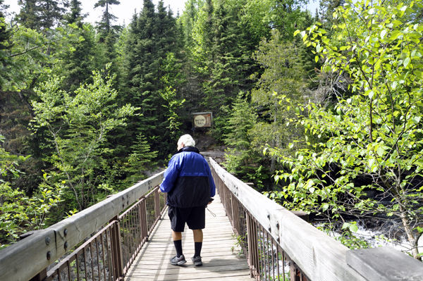 Lee Duquette on the boardwalk at Rainbow Falls