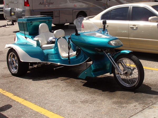 a really cool 3-wheel motorcycle