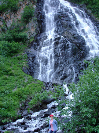 Karen Duquette at Horsetail Falls