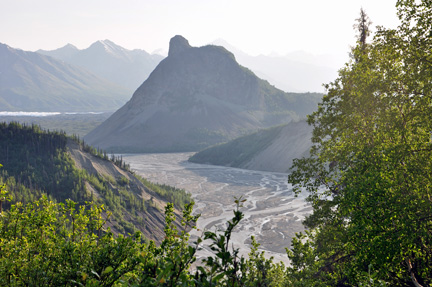 view of a small hill and Matanuska Glacier