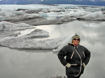 Karen  Duquette and the gorgeous Knik Glacier