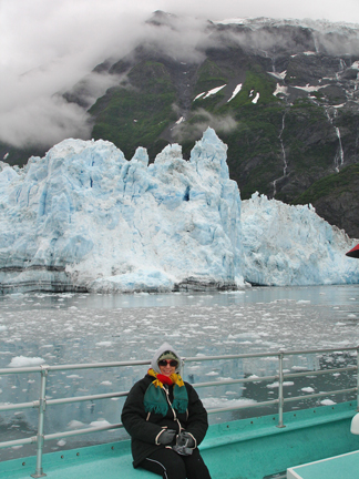 Karen Duquette and Surprise Glacier's pointy tower