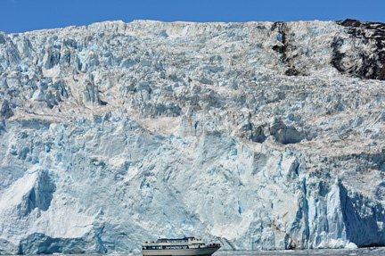 a boat and Bear Glacier