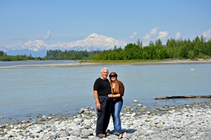 the two RV Gypsies with Mt McKinley in the background