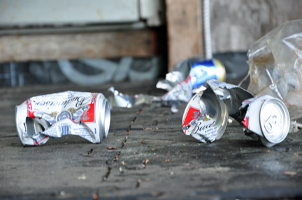 beer cans clawed open