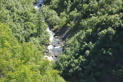 a creek and a steep gorge