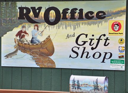 sign on RV office and gift shop