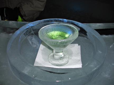 appletini in an ice glass