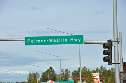 Palmer-Wasilla Hwy sign