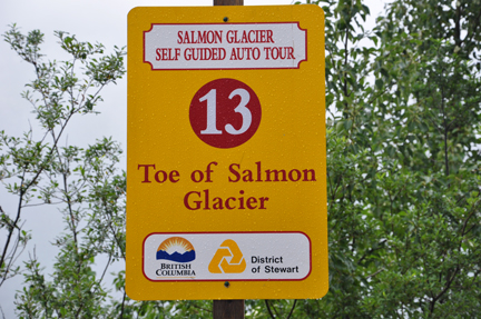 toe of Salmon Glacier - sign