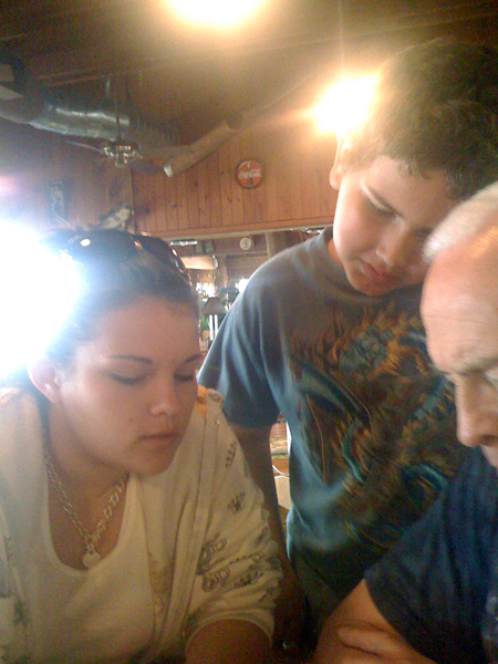 Kristen, Alex and Lee in the restaurant