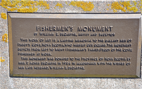 plaque at The Fishermen's Memorial at Peggy's Cove