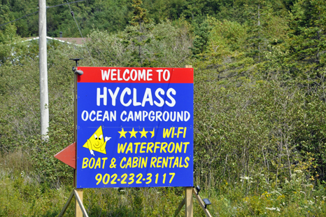 sign- welcome to Hyclass Ocean Campground
