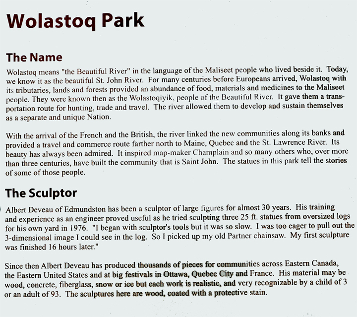sign at Wolastoq Park regarding its name