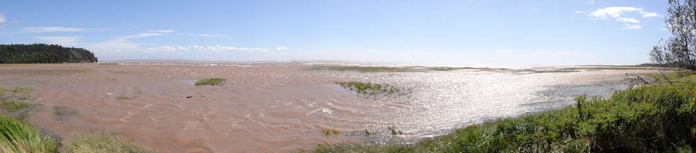the Bay of Fundy has totally covered the marsh