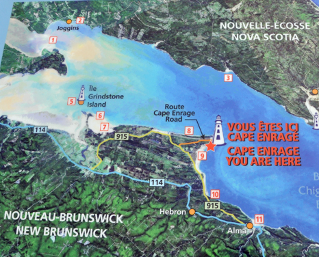 map showing Cape Enrage and Nova Scotia