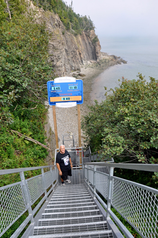 Lee Duquette on the stairs to the Cape Enrage beach