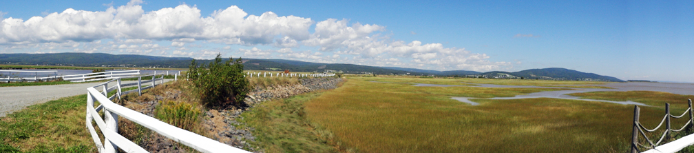 panorama view of the marsh at Shipyard Heritage Park