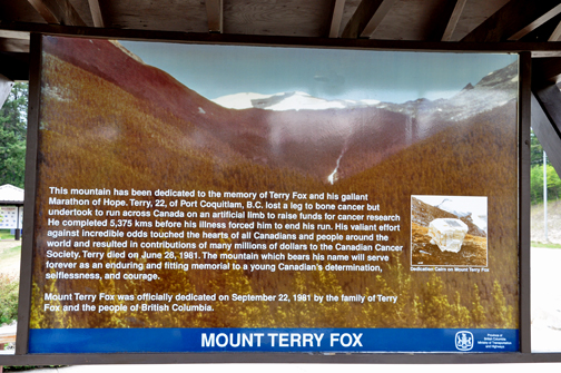 sign - this mountain dedicated to memory of Terry Fox