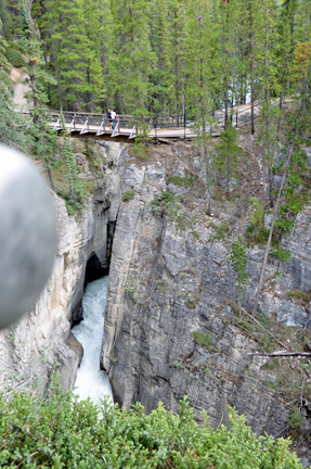 Looking back at the bridge from the upper cliff