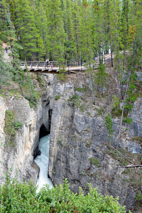 Looking back at the bridge from the upper cliff