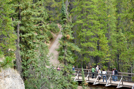 the viewing bridge and a trail to the upper clif