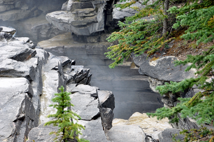 steam from the waterfall