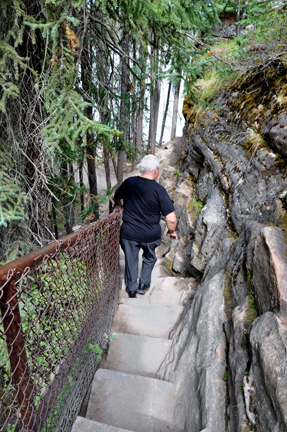 Lee Duquette on the steps to the lower canyon